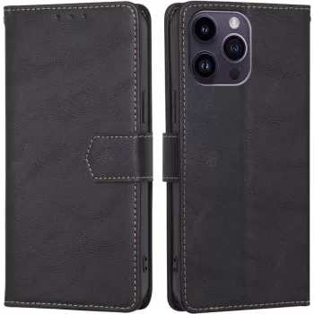 CYOO Funda cartera BookCase Premium para iPhone 14 Pro, negra CY122793