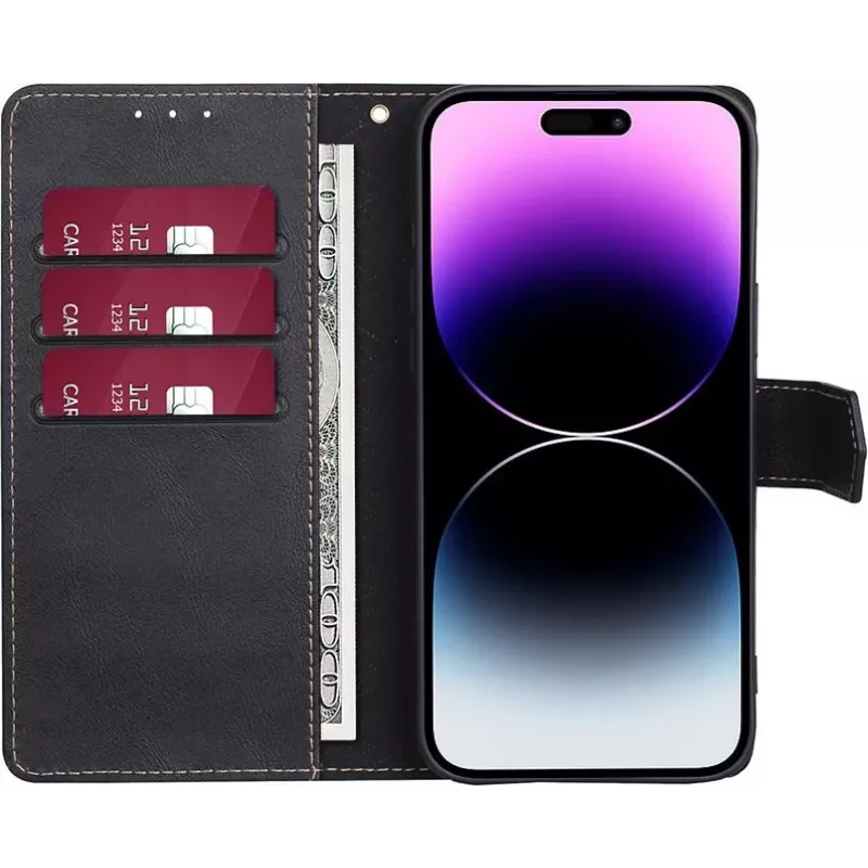 CYOO Funda cartera BookCase Premium para iPhone 14 Pro, negra CY122793