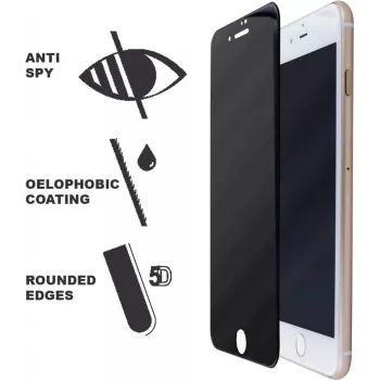 CYOO Privacy 5D Lámina protectora de pantalla de cristal templado para Apple iPhone 8 Plus – Negro
