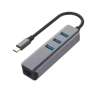 EXSYS EX-1133-N-3 Hub USB 3.2 Gen 1 con 3 conectores USB-A y Gigabit Ethernet (USB-C)