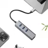 EXSYS EX-1133-N-3 Hub USB 3.2 Gen 1 con 3 conectores USB-A y Gigabit Ethernet (USB-C)