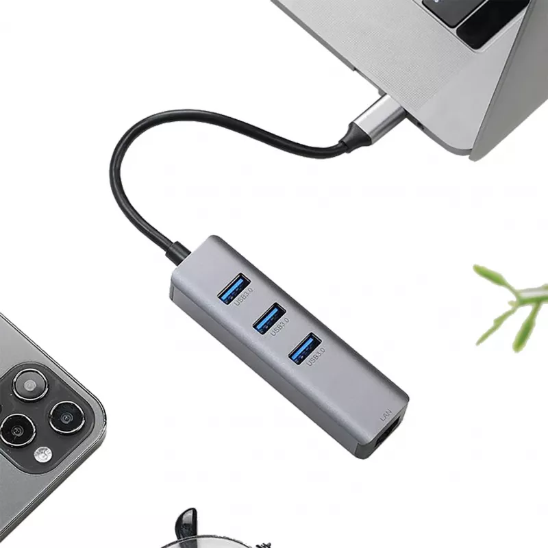 EXSYS EX-1133-N-3 Hub USB 3.2 Gen 1 con 3 conectores USB-A y Gigabit Ethernet (USB-C)
