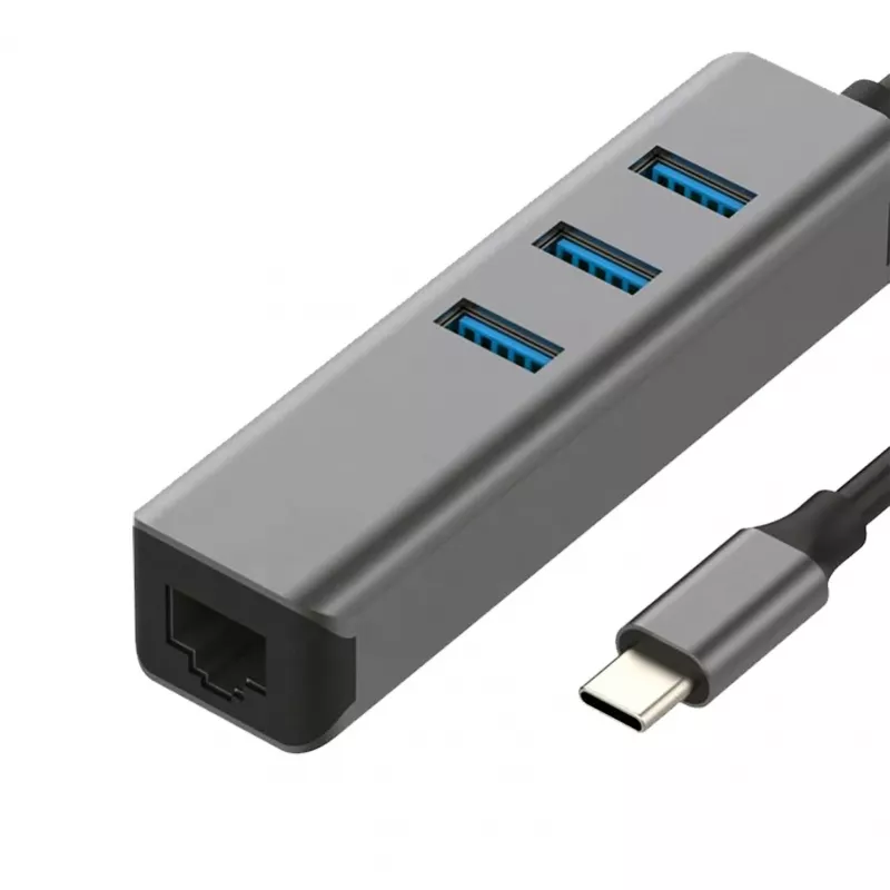 EXSYS EX-1133-N-3 Hub USB 3.2 Gen 1 con 3 conectores USB-A y Gigabit Ethernet (USB-C)
