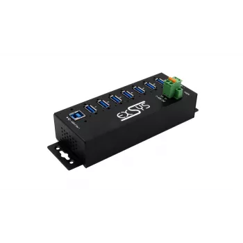 EXSYS Hub industrial USB 3.2 Gen1 de 7 puertos con kit para carril DIN y protección ESD de 15 kV (EX-1187HMVS-2)