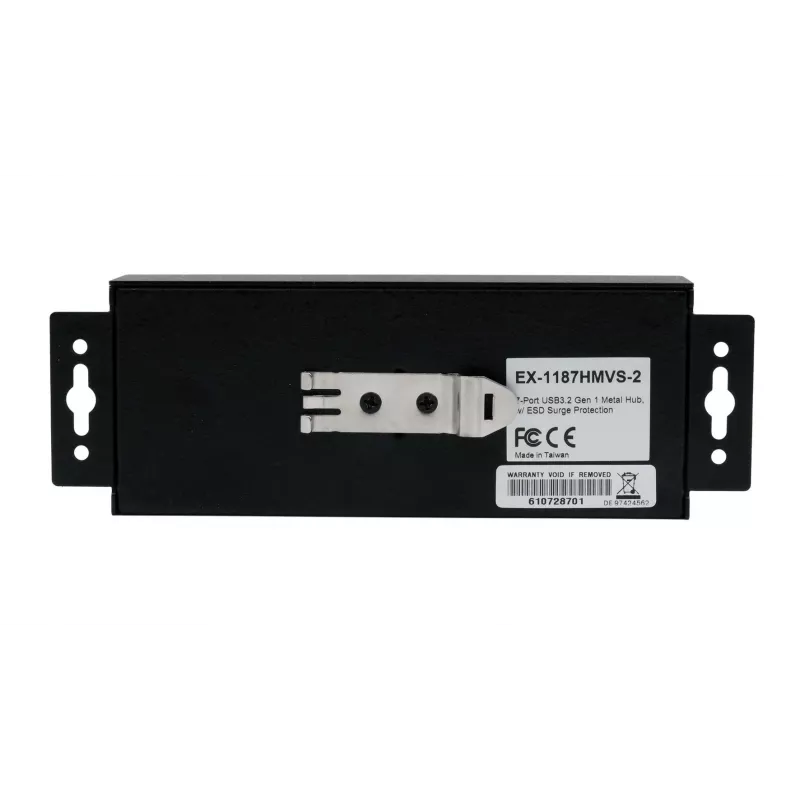 EXSYS Hub industrial USB 3.2 Gen1 de 7 puertos con kit para carril DIN y protección ESD de 15 kV (EX-1187HMVS-2)