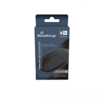 MEDIARANGE MROS268 Ratón óptico inalámbrico simétrico, 2,4 GHz, 1600 DPI, negro