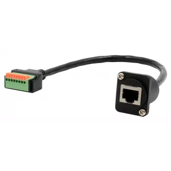 EXSYS EX-49161 Adaptador de conector hembra RJ45 tipo D a bloque de terminales de 8 pines con pulsador, CAT.5e, 20 cm