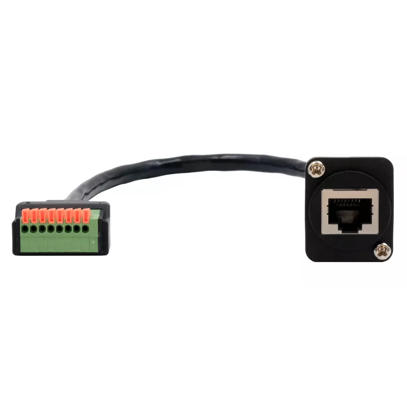 EXSYS EX-49161 Adaptador de conector hembra RJ45 tipo D a bloque de terminales de 8 pines con pulsador, CAT.5e, 20 cm