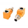 EXSYS EX-49502 Adaptador Industrial Ethernet de conector macho M12 codificado A de 8 pines a conector hembra RJ45 de 90°