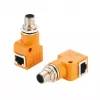 EXSYS EX-49502 Adaptador Industrial Ethernet de conector macho M12 codificado A de 8 pines a conector hembra RJ45 de 90°