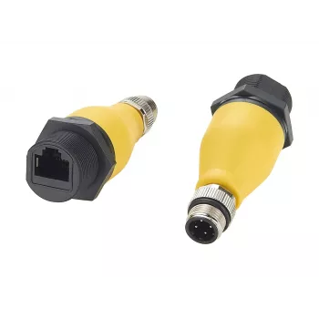 EXSYS EX-49524 Adaptador industrial de conector macho M12 D-Code de 4 pines a conector hembra RJ45, IP67, Fast Ethernet