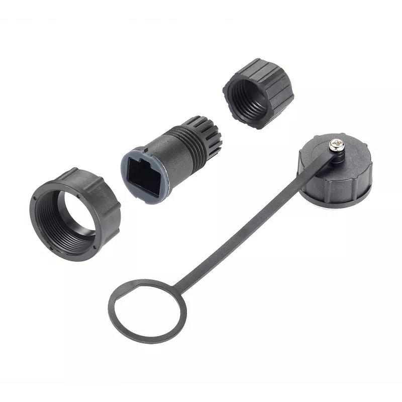 EXSYS EX-49524 Adaptador industrial de conector macho M12 D-Code de 4 pines a conector hembra RJ45, IP67, Fast Ethernet
