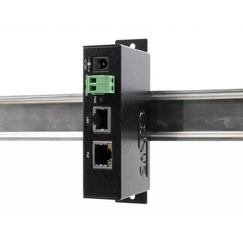 EXSYS EX-6007POE-WO Inyector PoE+ Gigabit, carcasa metálica, entrada 12-24V DC, sin fuente de alimentación