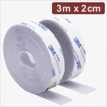 Quadrios 24CA323 Cinta de velcro autoadhesiva, 3 m x 20 mm, blanca
