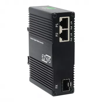 EXSYS EX-60344 Convertidor de medios PoE++ de 2 puertos 90W, SFP, -40°C a +80°C