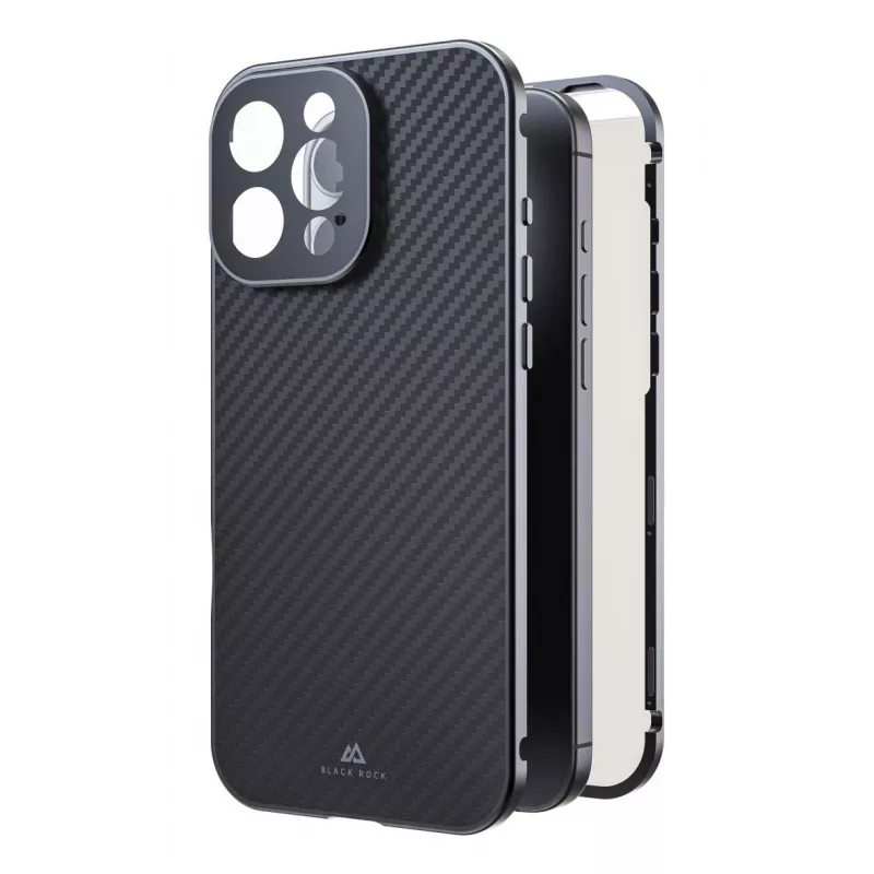 Black Rock Cover 360° Glass para Apple iPhone 16 Pro Max, carbono auténtico (00228101)