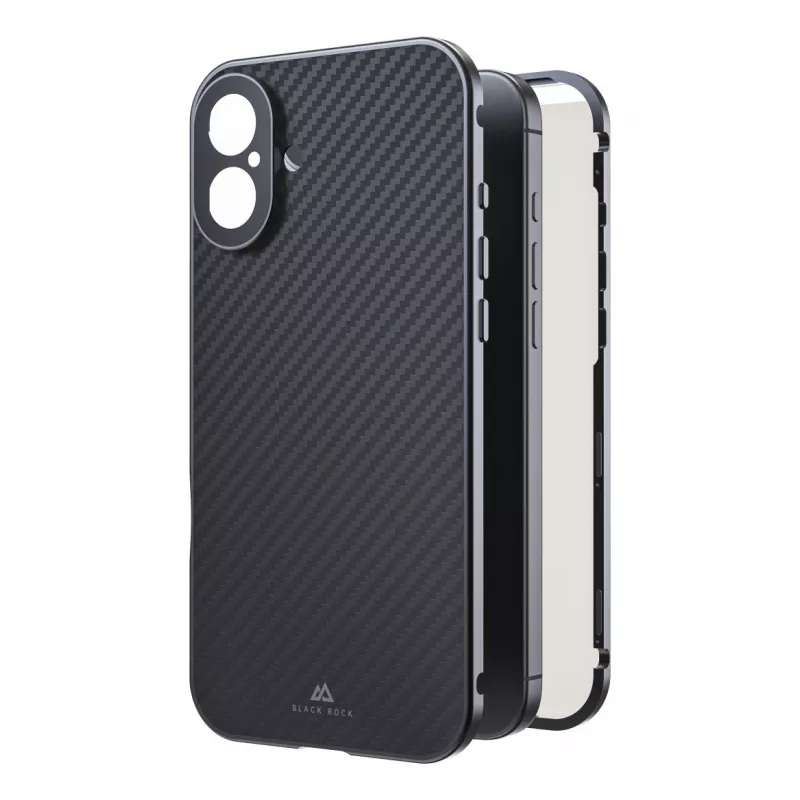 Black Rock Cover 360° Glass para Apple iPhone 16 Plus, carbono auténtico (00228105)