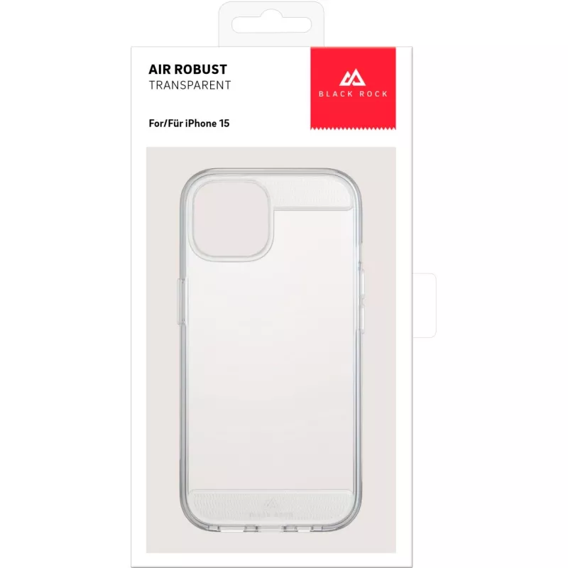 Black Rock Air Robust carcasa para Apple iPhone 15, transparente 00221257
