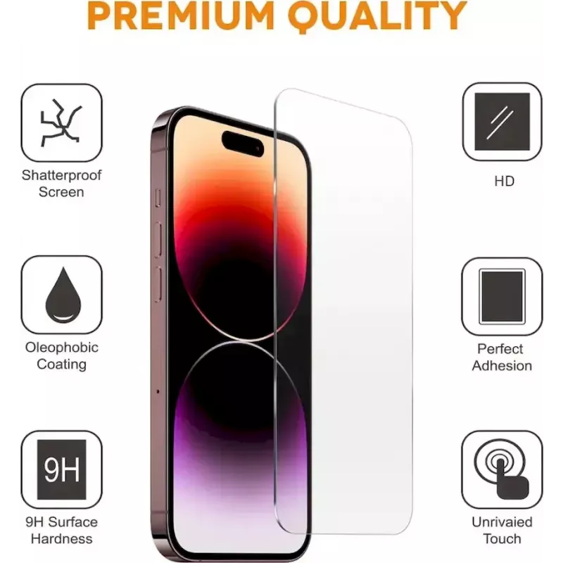 CYOO Pro protector de pantalla para Apple iPhone 15 Plus - cristal templado, dureza 9H, bordes redondeados 2,5D, adhesivo de cobertura total, instalación sin burbujas CY123297