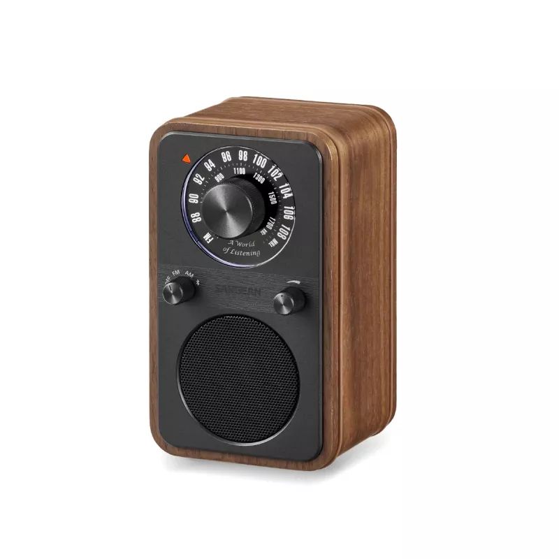 Sangean WR-9 radio FM portátil, carcasa de nogal auténtico, diseño vintage, Bluetooth, 8W