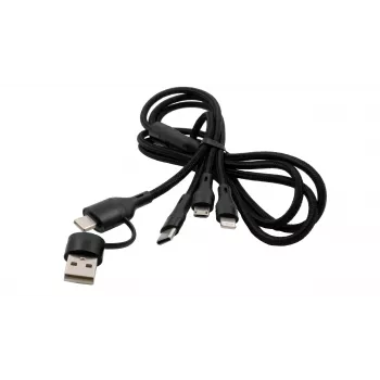 EXSYS EX-K1404 cable múltiple de carga y datos 2-en-1 a 3-en-1 USB-C/A a USB-C/Micro B/Lightning trenzado de nailon, 1,2m, negro