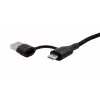 EXSYS EX-K1404 cable múltiple de carga y datos 2-en-1 a 3-en-1 USB-C/A a USB-C/Micro B/Lightning trenzado de nailon, 1,2m, negro