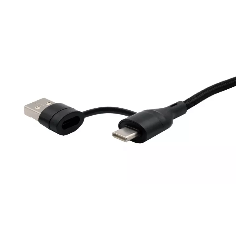 EXSYS EX-K1404 cable múltiple de carga y datos 2-en-1 a 3-en-1 USB-C/A a USB-C/Micro B/Lightning trenzado de nailon, 1,2m, negro