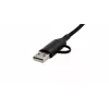 EXSYS EX-K1404 cable múltiple de carga y datos 2-en-1 a 3-en-1 USB-C/A a USB-C/Micro B/Lightning trenzado de nailon, 1,2m, negro