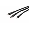 EXSYS EX-K1404 cable múltiple de carga y datos 2-en-1 a 3-en-1 USB-C/A a USB-C/Micro B/Lightning trenzado de nailon, 1,2m, negro