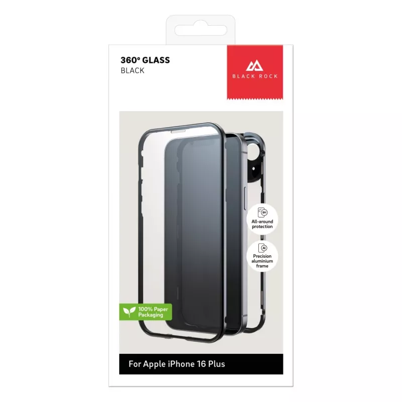 Black Rock Cover 360° cristal para Apple iPhone 16 Plus, negro 00228104
