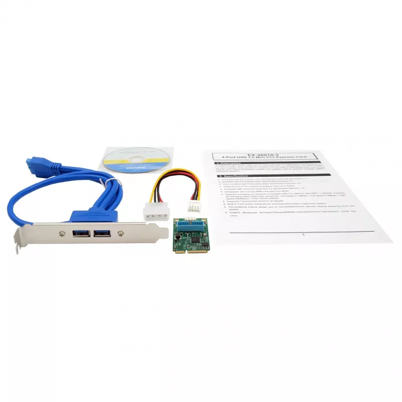 EXSYS EX-48010-3 tarjeta Mini PCIe USB 3.2 Gen 1 con 2 conectores (NEC)