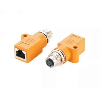 EXSYS EX-49501 adaptador industrial de conector hembra M12 codificado A de 8 pines a conector hembra RJ45, Gigabit Ethernet, IP67