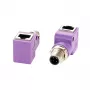 EXSYS EX-49522 adaptador industrial Ethernet de conector macho M12 D-Code de 4 pines a conector hembra RJ45 en ángulo de 90°