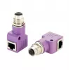 EXSYS EX-49523 adaptador industrial Ethernet de conector hembra M12 D-Code de 4 pines a conector hembra RJ45 en ángulo de 90°