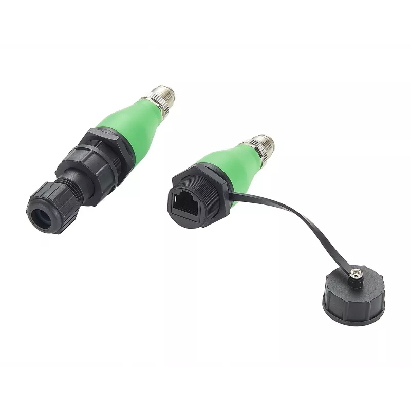 EXSYS EX-49544 adaptador industrial Ethernet de conector macho M12 X-Code de 8 pines a conector hembra RJ45 IP67, 10 Gbps