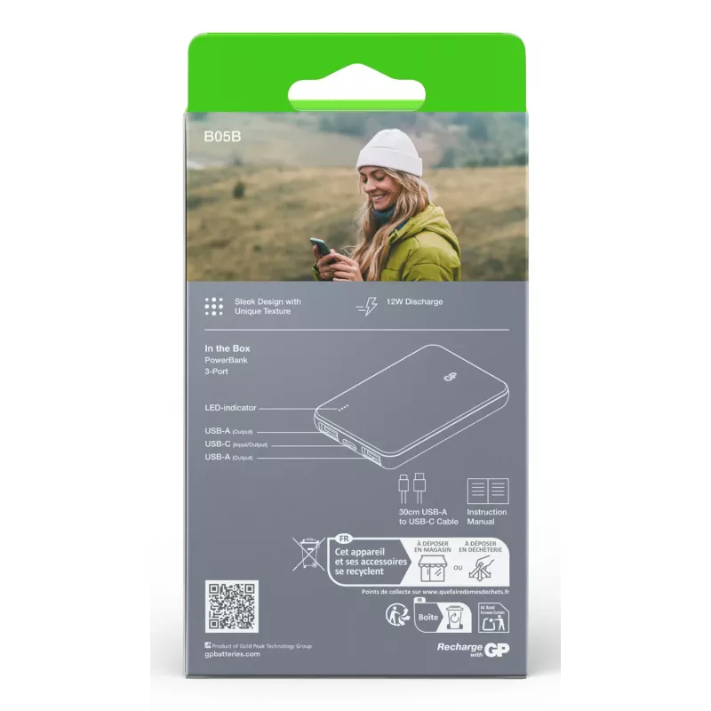 GP PowerBank B+ Series 5000 mAh verde musgo (GPPBB05BGYBSR523)