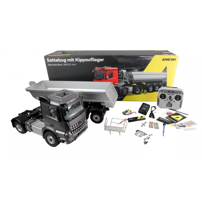 Amewi Mercedes-Benz Arocs Camión con semirremolque 1:14 RTR antracita (22696)
