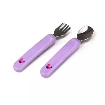 Kidsme Set de cubiertos para bebé – cuchara y tenedor, lavanda, 6m+