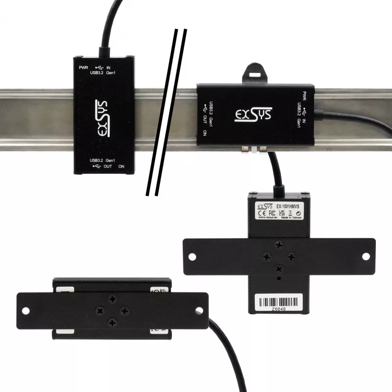 EXSYS EX-1501HMVS-A Hub industrial USB 3.2 Gen 1 de 1 puerto con protección contra sobretensión ESD de 15KV