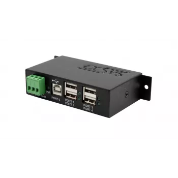 EXSYS EX-1594HMS Hub industrial USB 2.0 de 4 puertos con kit para carril DIN