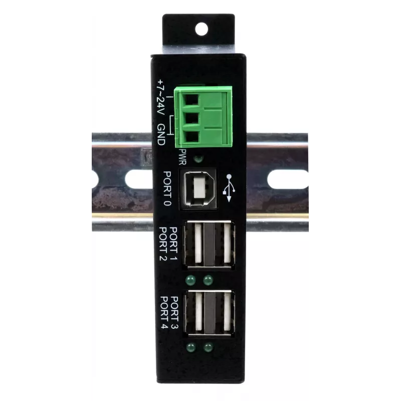 EXSYS EX-1594HMS Hub industrial USB 2.0 de 4 puertos con kit para carril DIN