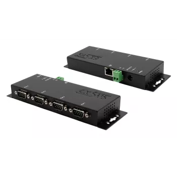 EXSYS EX-6164 Servidor de dispositivos serie RS-232 de 4 puertos, Ethernet a serie, metal, 10/100 Mbps, COM virtual