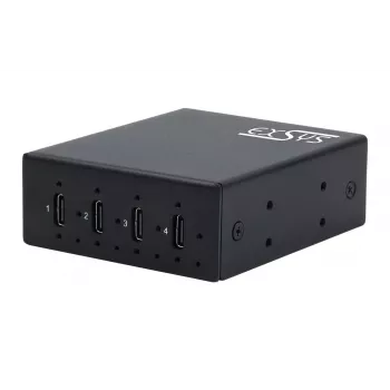 EXSYS EX-12274HMS Hub industrial metálico USB 3.2 Gen 2x1 de 4 puertos, 10Gbps, 15KV ESD, montaje en pared/carril DIN
