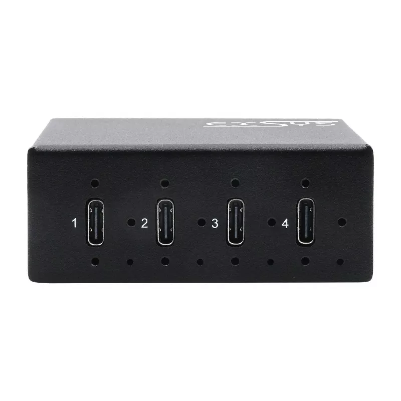 EXSYS EX-12274HMS Hub industrial metálico USB 3.2 Gen 2x1 de 4 puertos, 10Gbps, 15KV ESD, montaje en pared/carril DIN