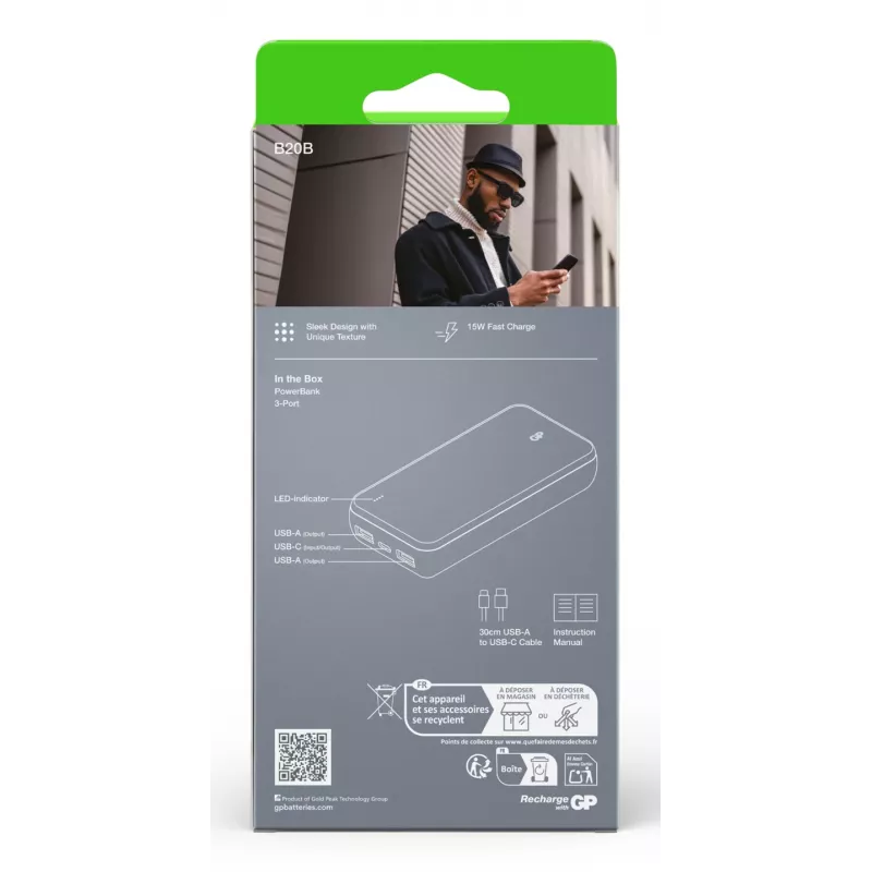 GP PowerBank B+ 20000 mAh negro GPPBB20BBKBSR554
