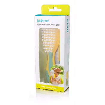 Kidsme Set de cepillo y peine para bebé – cerdas suaves, sin BPA, ergonómico, blanco/gris