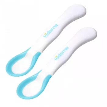 Kidsme Cucharas de alimentación con indicador de temperatura (pack de 2), aguamarina, 6+ meses