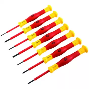 C.K Tools Juego de destornilladores aislados VDE, 7 piezas, planos y Phillips, T4897