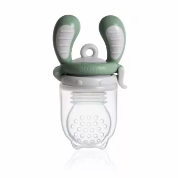 Kidsme Food Feeder Large gris - Mordedor de fruta y verdura para bebés, 6+ meses, bolsa de silicona, sin BPA