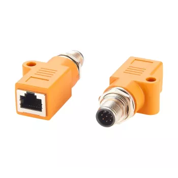 EXSYS M12 codificación A de 8 pines conector macho a conector hembra RJ45 Adaptador blindado, IP67, Gigabit, PoE EX-49500